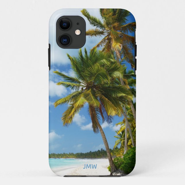 Funda De Case-Mate Para iPhone Palmeras Tropicales de Monograma (Reverso)