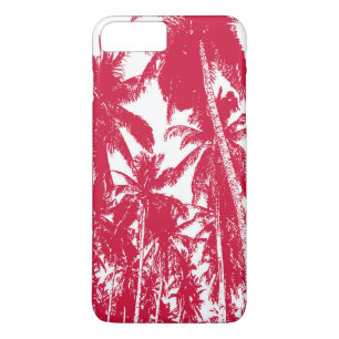 Funda Para iPhone 8 Plus/7 Plus Palmeras tropicales en rojo y blanco