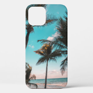 FUNDA PARA iPhone 12 PALMERAS TROPICALES RETRO JUNTO A LA PLAYA