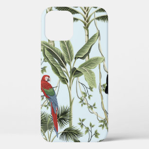 Funda Para iPhone 12 palmeras tropicales vintage, liana, loro de macao,