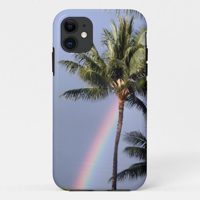Funda De Case-Mate Para iPhone Palmeras y arcoiris (Reverso)