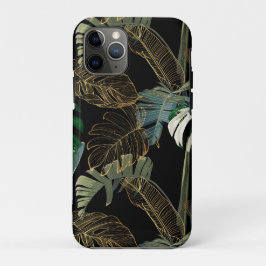 Funda Para iPhone 11 Pro Palmilla vintage nocturna tropical, plátano, plant