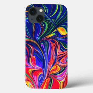 Funda Para iPhone 13 Palo de brillo trippy con girasol arco iris
