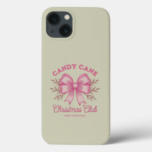 Funda Para iPhone 13 Palo de caramelo rosa Club de Navidad temporada de