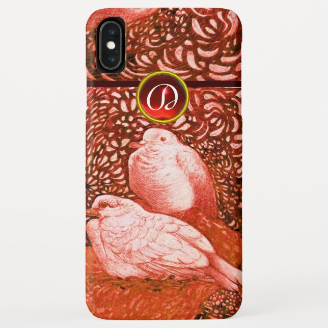 FUNDA DE Case-Mate PARA iPhone PALOMAS BLANCAS EN MONOGRAMA ROJO (Reverso)