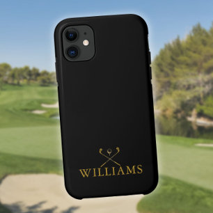 Funda Para iPhone 11 Palos de Golf Personalizados con Nombre en Negro y