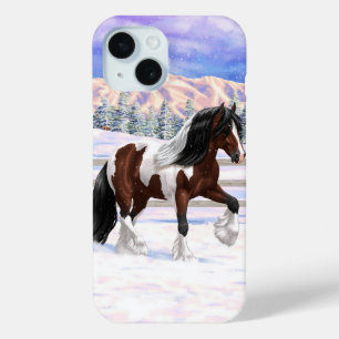 Funda Para iPhone 15 Pan Bay Pinto Gypsy Vanner Borrador De Caballo En