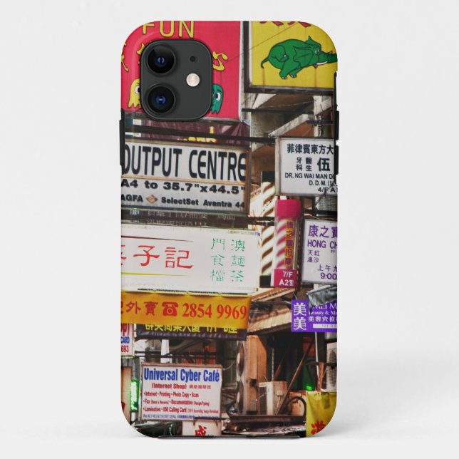 Funda De Case-Mate Para iPhone Pancartas neón en las calles de Hong Kong (Reverso)