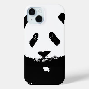 Funda Para iPhone 15 Panda blanco y negro