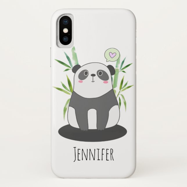 Funda De Case-Mate Para iPhone Panda blanco y negro lindo en Bambú (Reverso)
