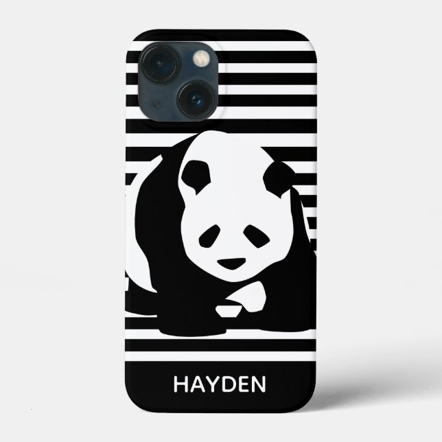 Funda De Case-Mate Para iPhone Panda blanco y negro y franjas personalizadas (Reverso )