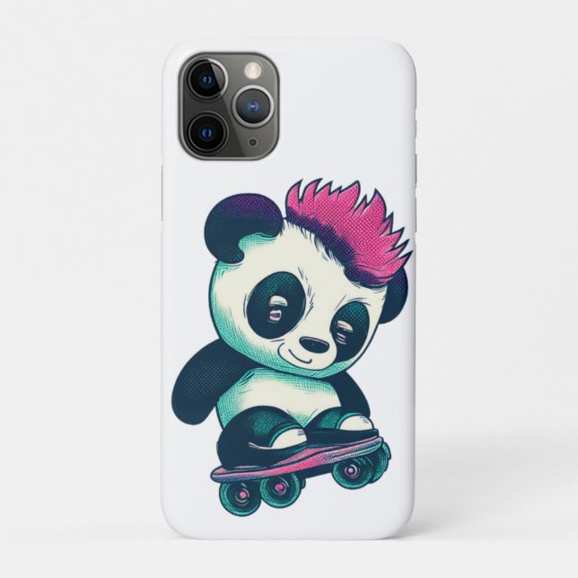 Funda De Case-Mate Para iPhone Panda de bebé lindo con mohawk | Skater Panda (Reverso)