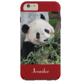 Funda Para iPhone 15 Panda gigante, rojo oscuro, Personalizado con nomb