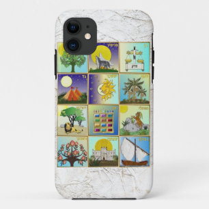Funda Para iPhone 11 Paneles de arte de las 12 tribus de Israel Judaica