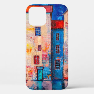 Funda Para iPhone 12 Panorama de calle con casas coloridas. Impresión