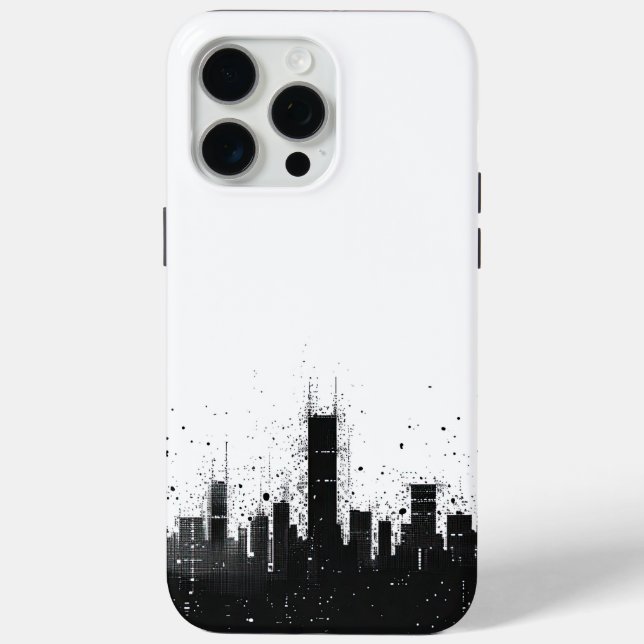 Funda De Case-Mate Para iPhone Panorama urbano blanco y negro (Reverso )