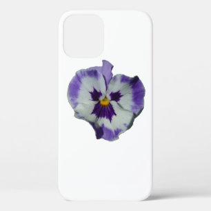 Funda Para iPhone 12 Pansias moradas y blancas con flores coloridas