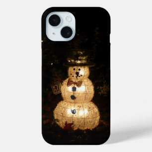 Funda Para iPhone 15 Pantalla de luz de vacaciones de Snowman