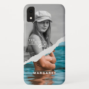 Funda Para iPhone XR Pantalla retro de fotografía retratada en blanco y