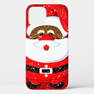 Funda Para iPhone 12 Papá Noel afroamericano vacaciones de Navidad