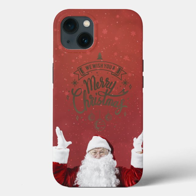 Funda De Case-Mate Para iPhone Papá Noel,Copos de nieve,Rojo   (Reverso )