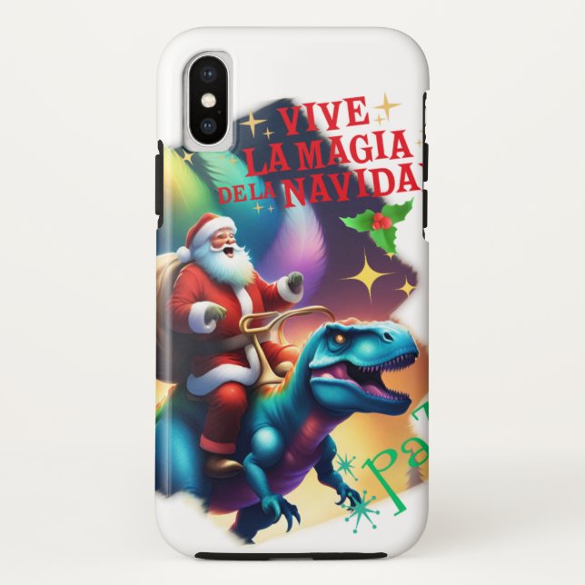Funda De Case-Mate Para iPhone Papá Noel en un rex en T (Reverso)