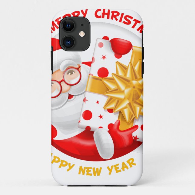 Funda De Case-Mate Para iPhone Papá Noel feliz año nuevo (Reverso)