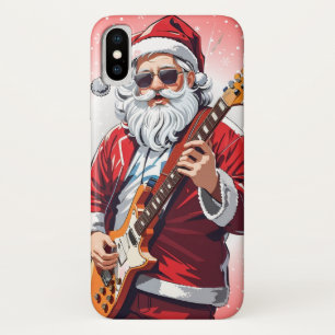 Funda Para iPhone X Papá Noel tocando una guitarra