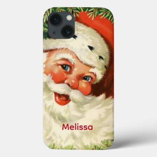 Funda Para iPhone 13 Papá Noel Vintage con guiso de pino