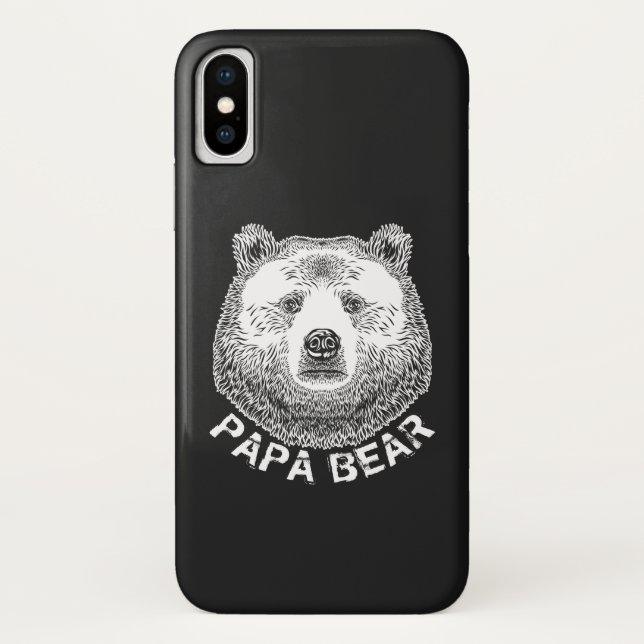 Funda De Case-Mate Para iPhone Papa Oso, Ilustracion de mano dibujada (Reverso)