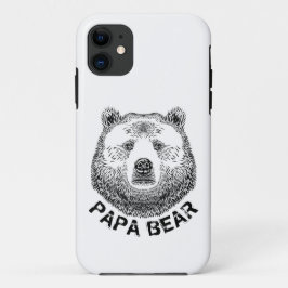 Funda Para iPhone 11 Papa Oso, Ilustracion de mano dibujada