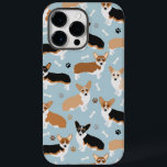 Funda Para iPhone 14 Pro Max De Case-Mate Papas y huesos de perro de Corgi<br><div class="desc">Perros de Corgi con colores de calzado de peto,  rojo y trío,  con huellas de pata y patrón de huesos de perro.</div>