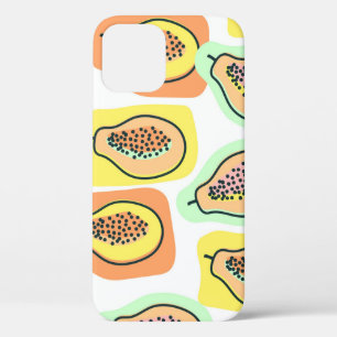 Funda Para iPhone 12 Papaya dibujada a mano: Patrón de cosecha creativa