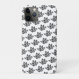 Funda Para iPhone 11 Pro Papel de color negro y blanco Crane Linocut