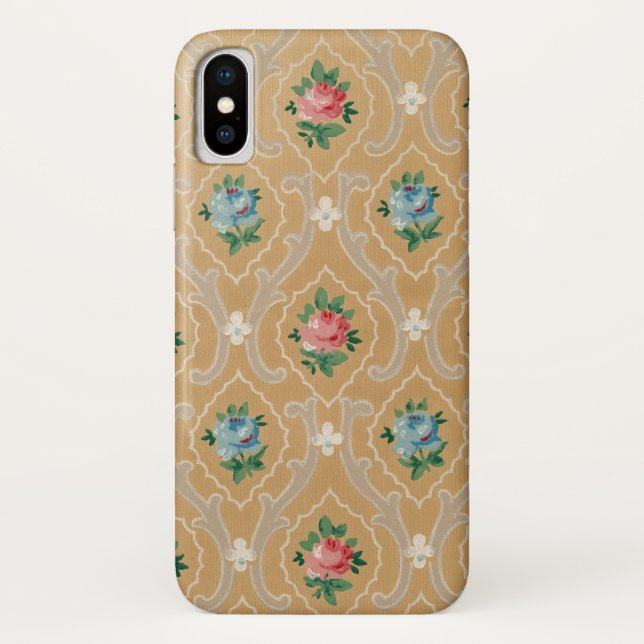 Funda De Case-Mate Para iPhone Papel de fondo de Rosa francés antiguo (Reverso)