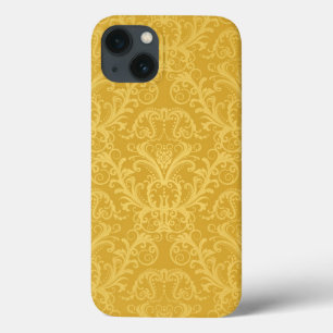 Funda Para iPhone 13 Papel de fondo dorado floral de lujo