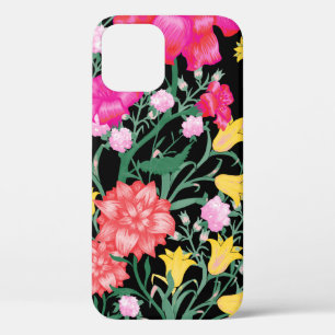 Funda Para iPhone 12 Papel de fondo floral con flores grandes. Patrulla