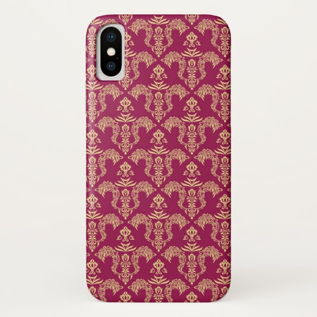 Funda De Case-Mate Para iPhone Papel pintado 4 del damasco (Reverso)