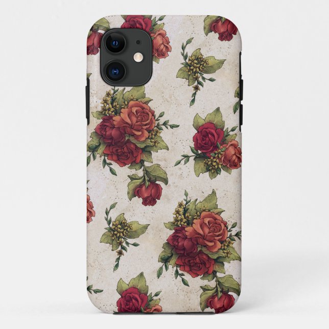 Funda De Case-Mate Para iPhone Papel pintado antiguo del rosa rojo (Reverso)