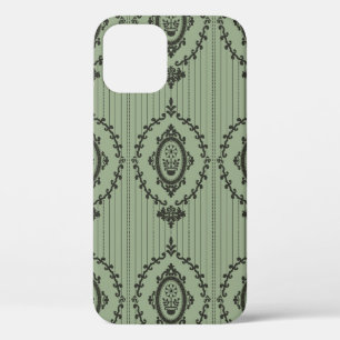 Para iPhone 12 Papel pintado barroco en funda verde Case-Mate Sam