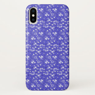 Funda Para iPhone X Papel pintado barroco - patrón de flores azules