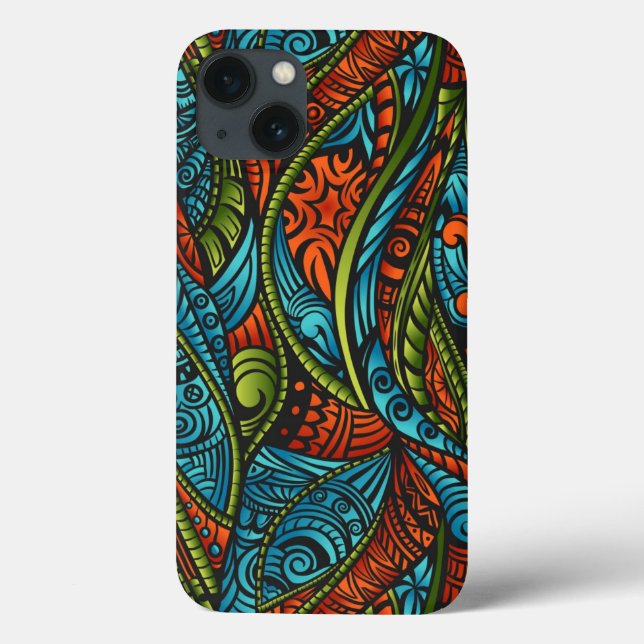 Funda De Case-Mate Para iPhone Papel pintado étnico abstracto (Reverso)