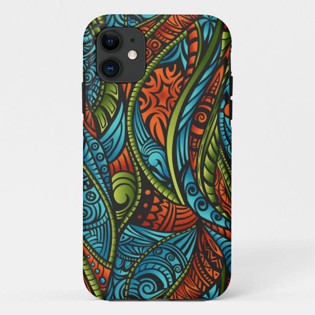 Funda De Case-Mate Para iPhone Papel pintado étnico abstracto (Reverso)