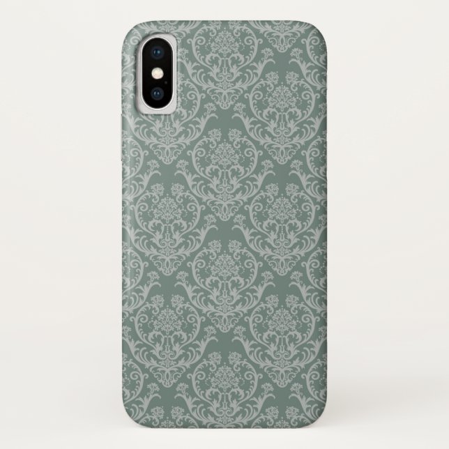 Funda De Case-Mate Para iPhone Papel pintado floral verde (Reverso)