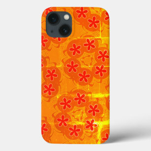 Funda Para iPhone 13 papel pintado retro naranja ,rojo 1970