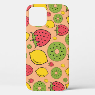 Funda Para iPhone 12 Papel tapiz de la fruta: fresas, limones, kiwis.