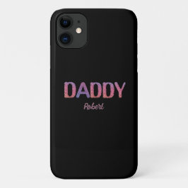 Funda Para iPhone 11 Papi con nombre personalizado negro y púrpura