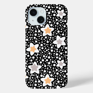 Funda Para iPhone 15 Paquetes de polka negros y blancos retro con estre