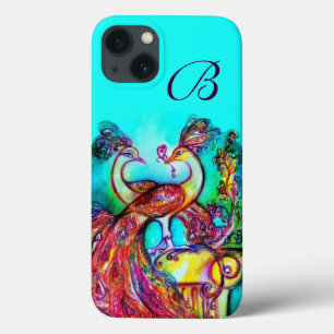 Funda Para iPhone 13 PÁQUINAS EN EL AMOR MONOGRAMA Azul turquesa