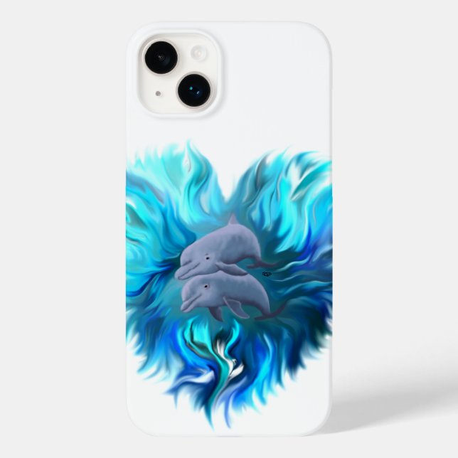 Funda De Case-Mate Para iPhone Par de delfines (Reverso )